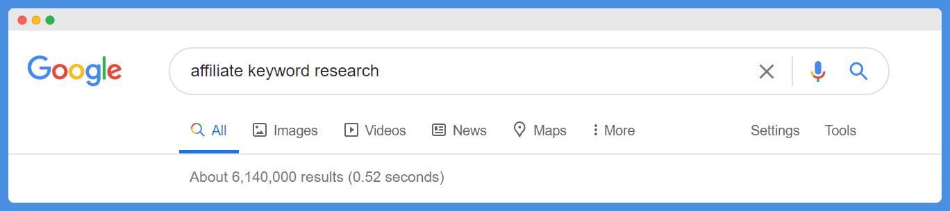 affiliate KW research SERPs